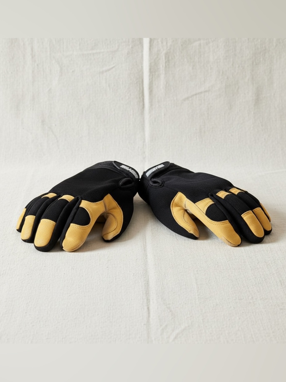 Watson Gloves Work Armor Leather Work Gloves Large Black Yellow Pair